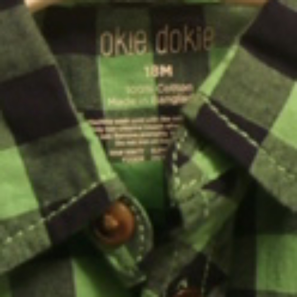 18mo green and black plaid shirt sleeve